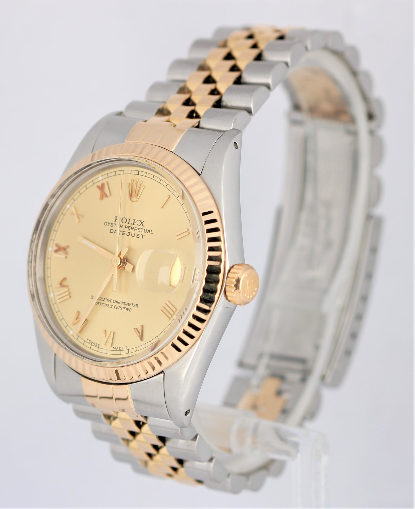 Rolex DateJust 36mm Two-Tone 18K Yellow Gold Stainless Champagne 16013 Watch