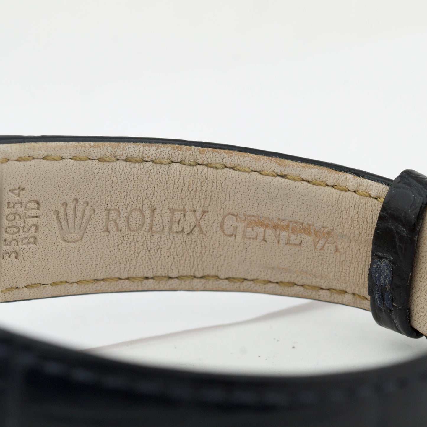 Rolex Cellini Date 18k WHITE GOLD Blue Guilloche Leather 39mm 50519 Watch