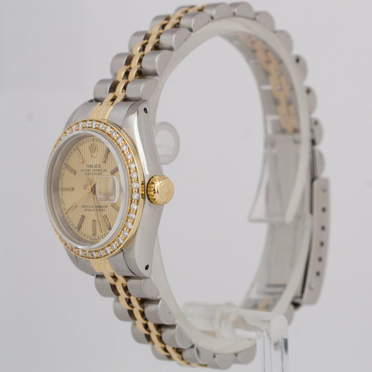 Rolex DateJust 26mm Two-Tone Gold DIAMOND Champagne TAPESTRY 69173 Jubilee Watch