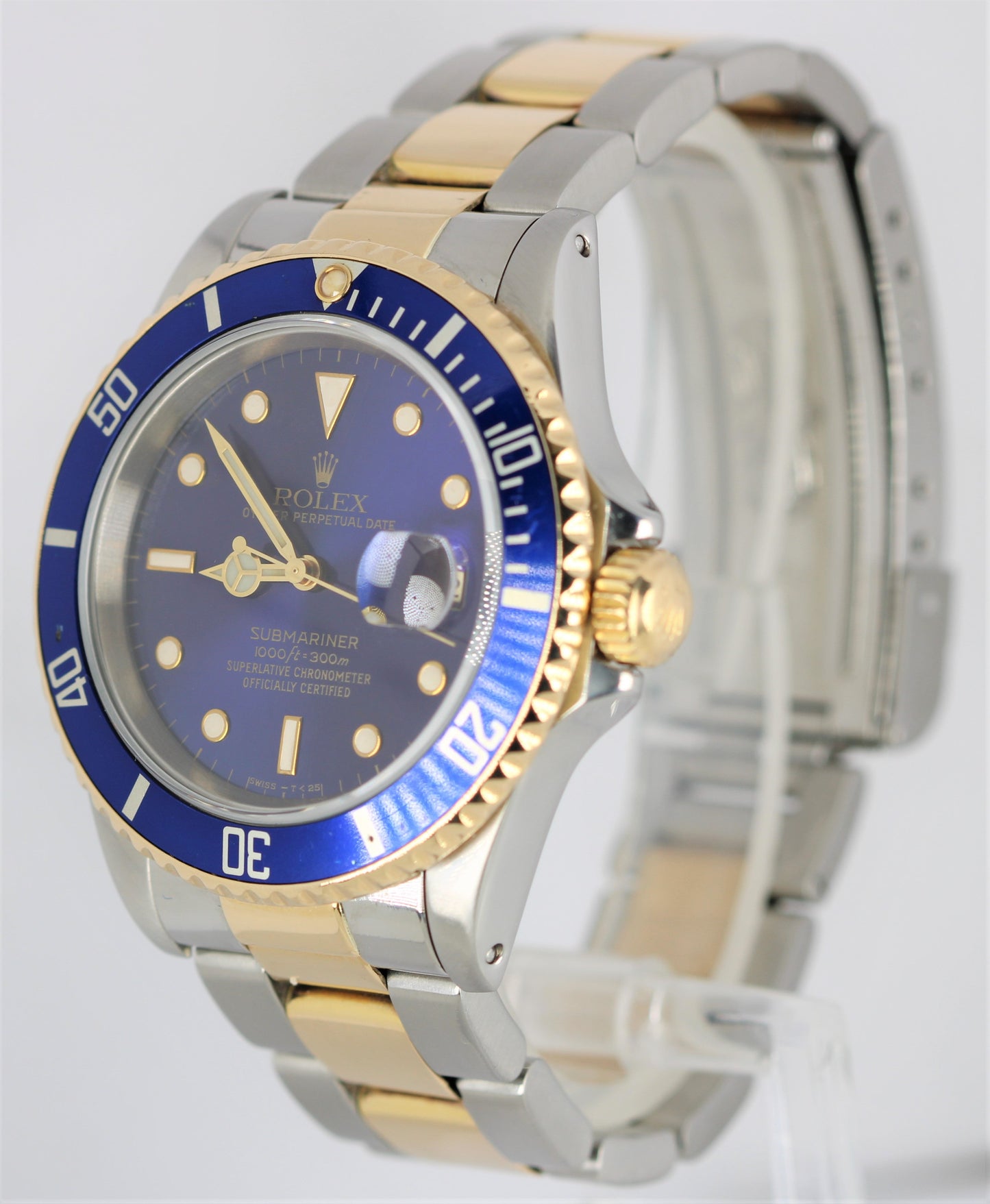 Rolex Submariner Date Two-Tone 18k Yellow Gold Steel Blue 40mm 16613LB Watch
