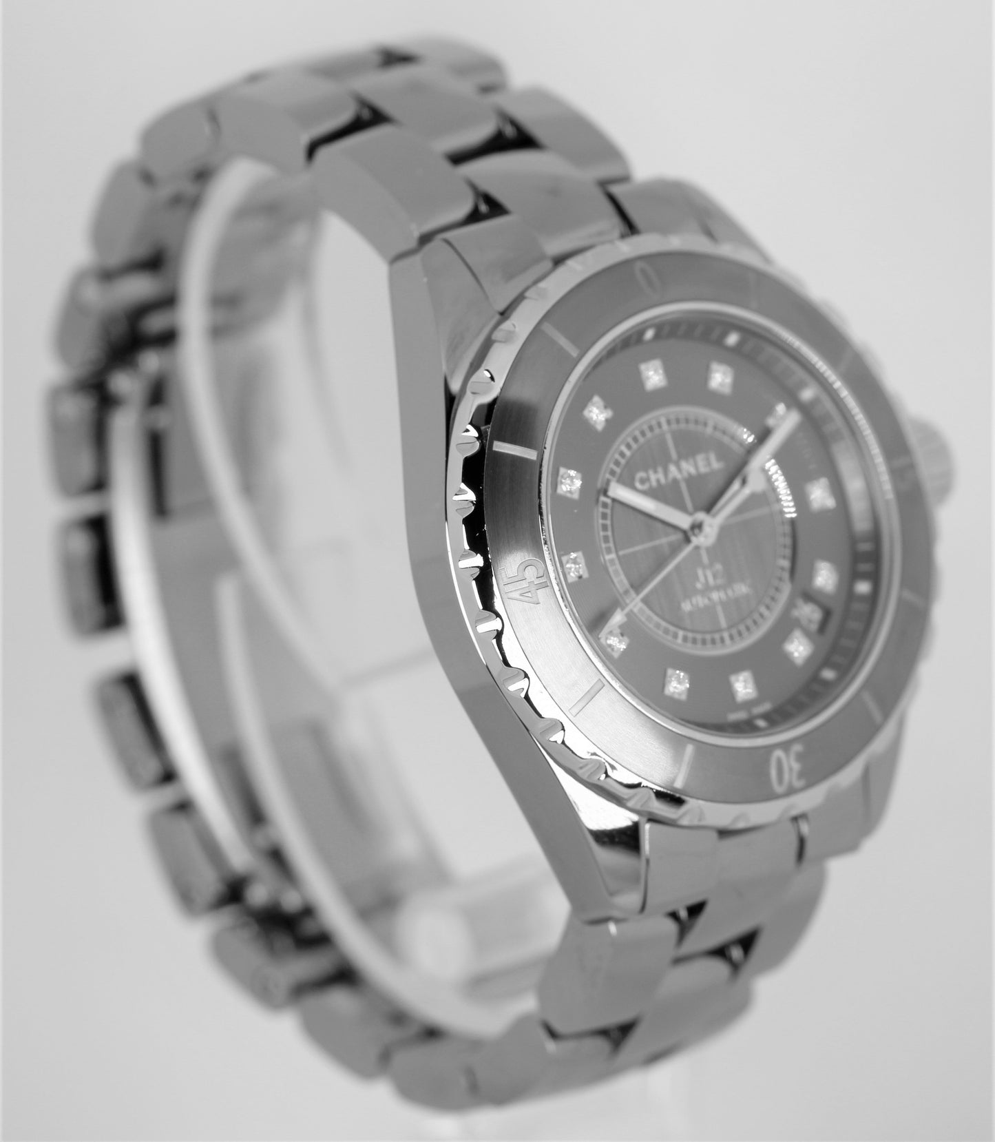 Chanel J12 Ceramic Titanium Gray DIAMOND 38mm Automatic H3242 Watch