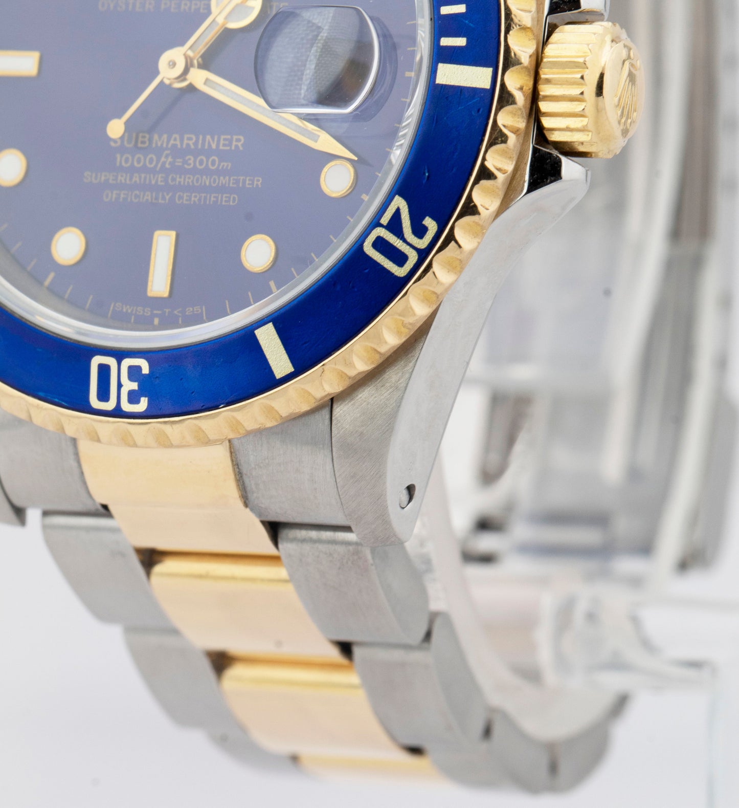 1995 PAPERS Rolex Submariner Date 40mm BLUE DIAL Two-Tone 16613 LB Watch B+P