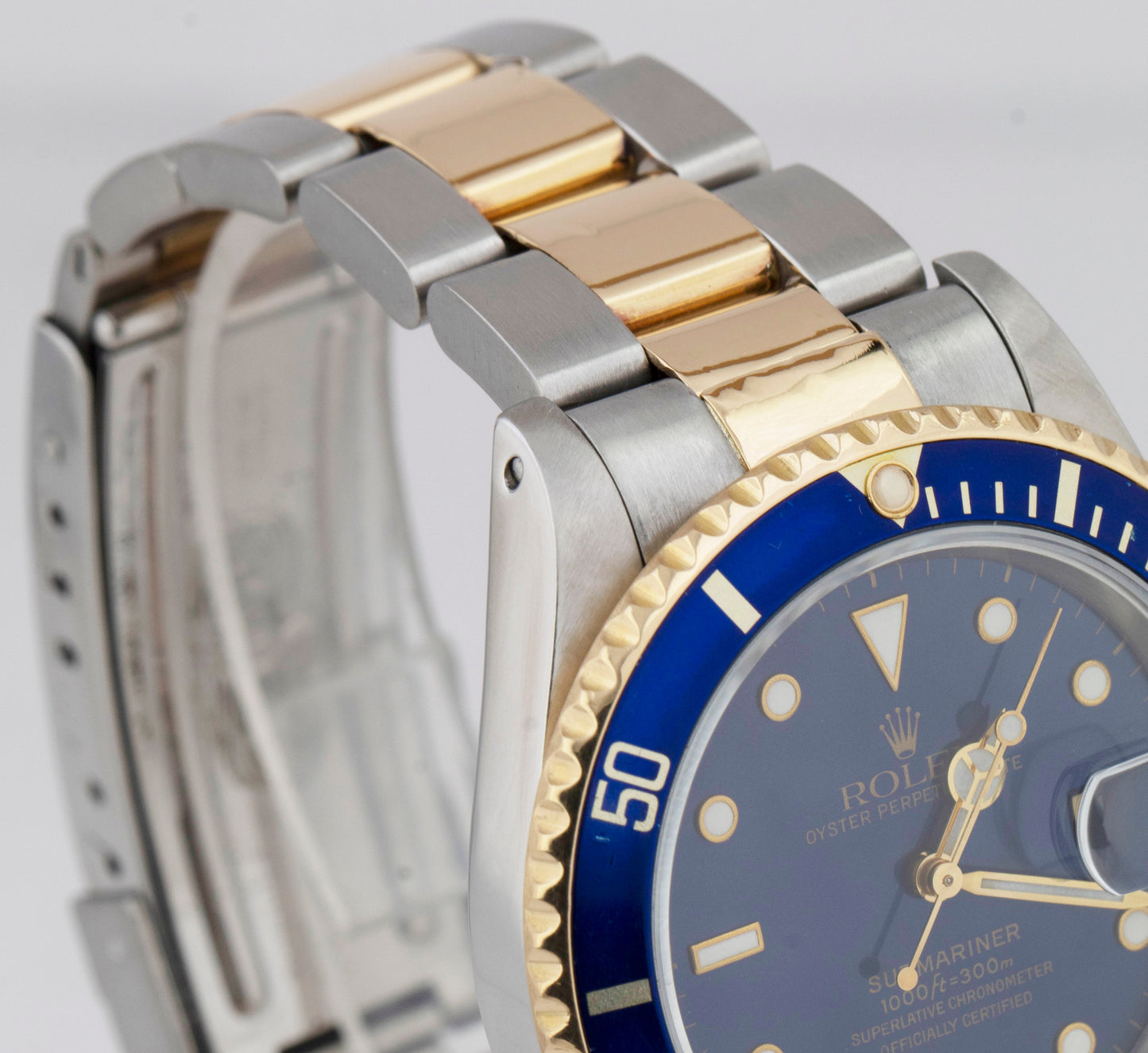 1995 PAPERS Rolex Submariner Date 40mm BLUE DIAL Two-Tone 16613 LB Watch B+P