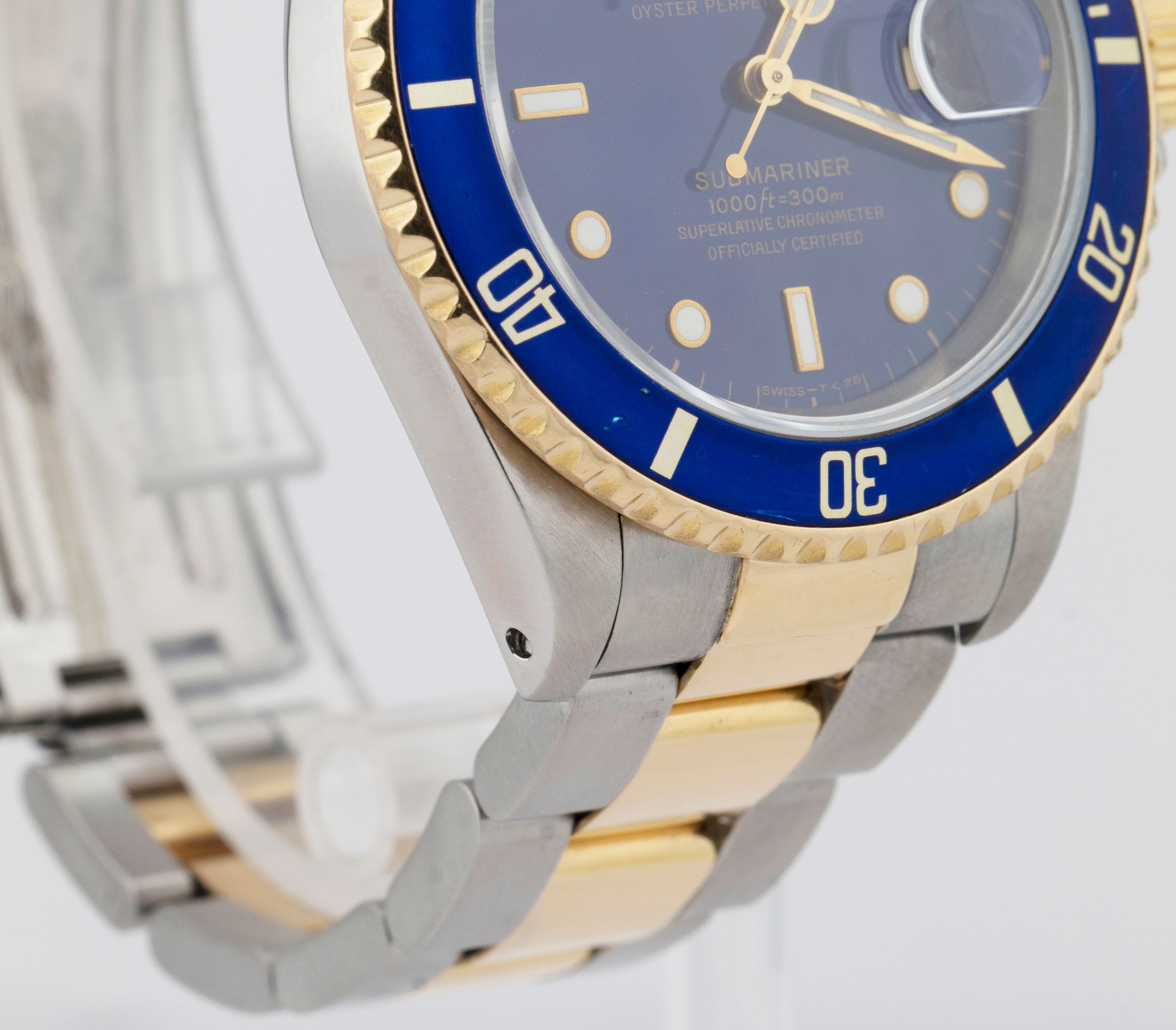 1995 PAPERS Rolex Submariner Date 40mm BLUE DIAL Two Tone 16613 LB Watch B P