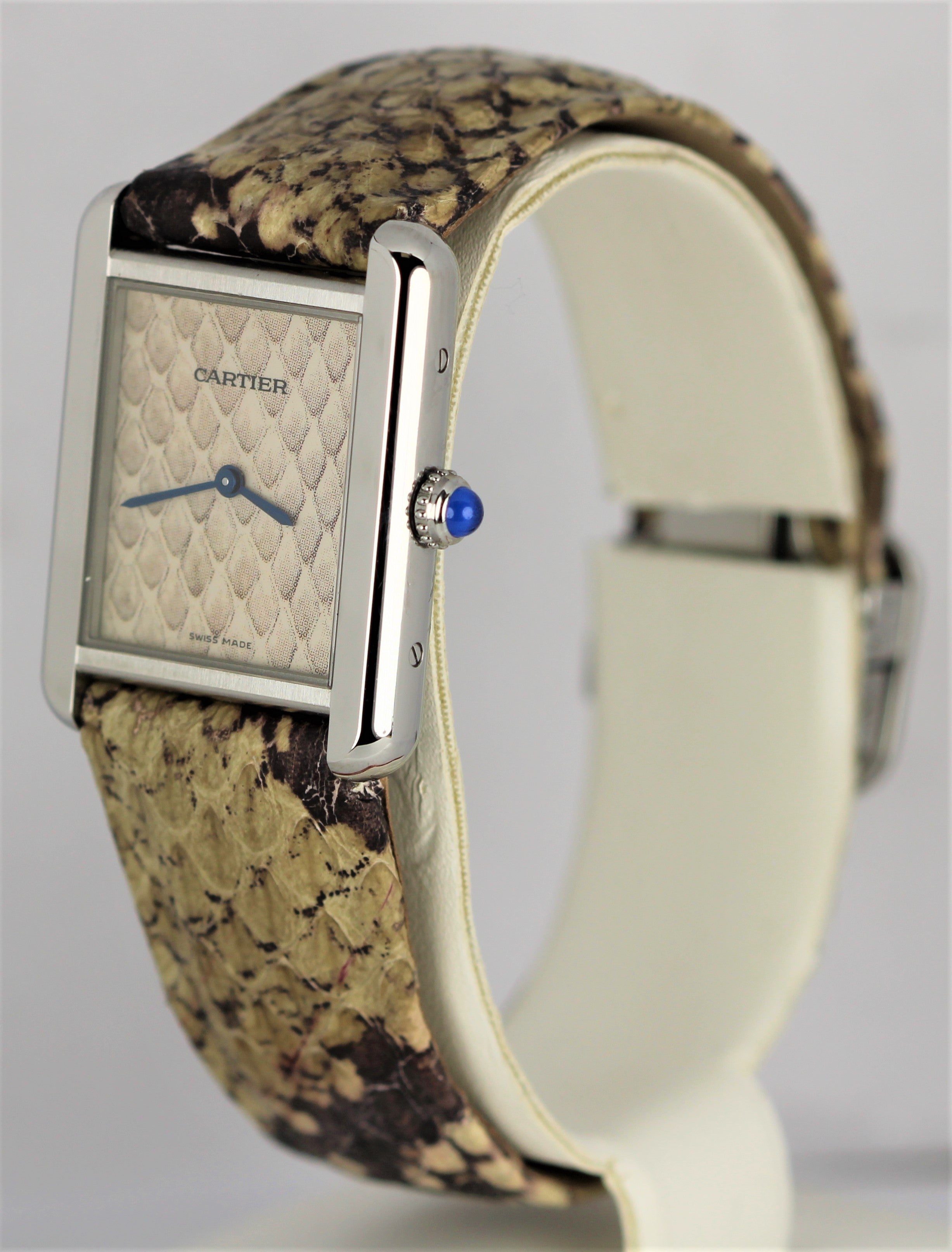 Cartier Tank Solo Stainless Steel Python Pattern 24mmX30mm Leather 3170 Watch