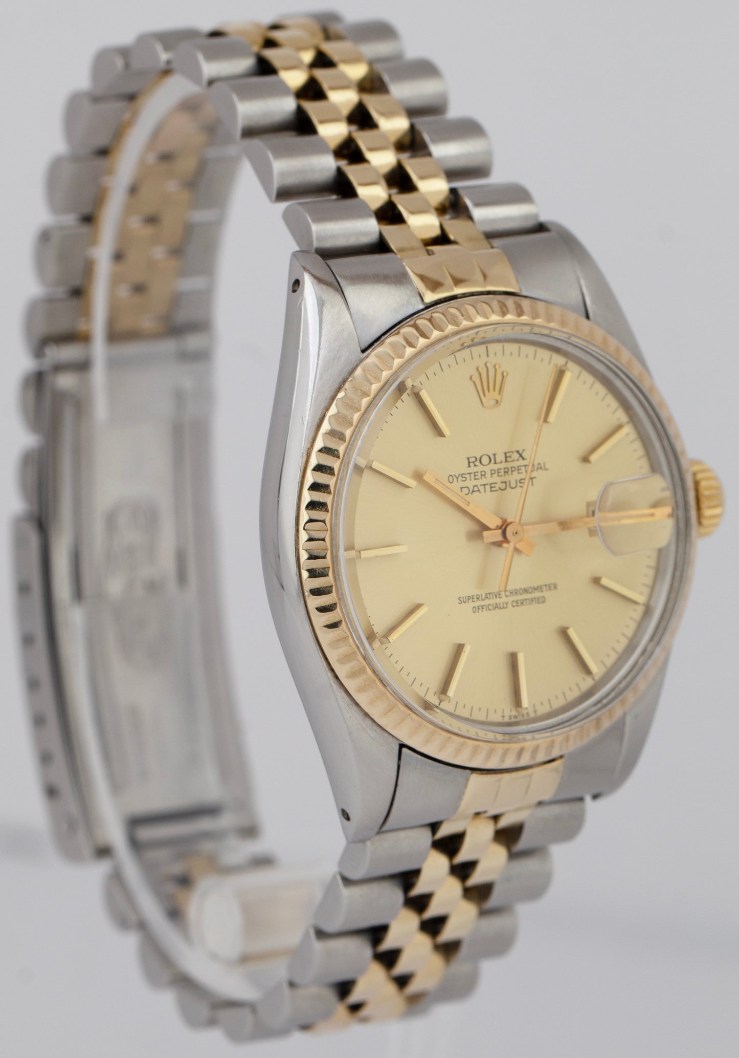Rolex DateJust 36mm Champagne 18K Yellow Gold Stainless Two-Tone Watch 16013