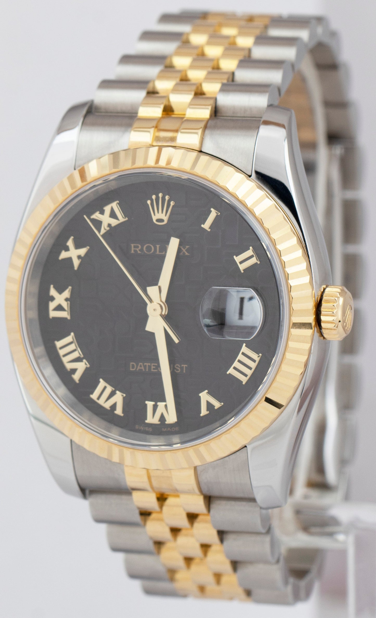 MINT Rolex DateJust 36mm 116233 Two-Tone 18K Gold Steel Black Computer Watch