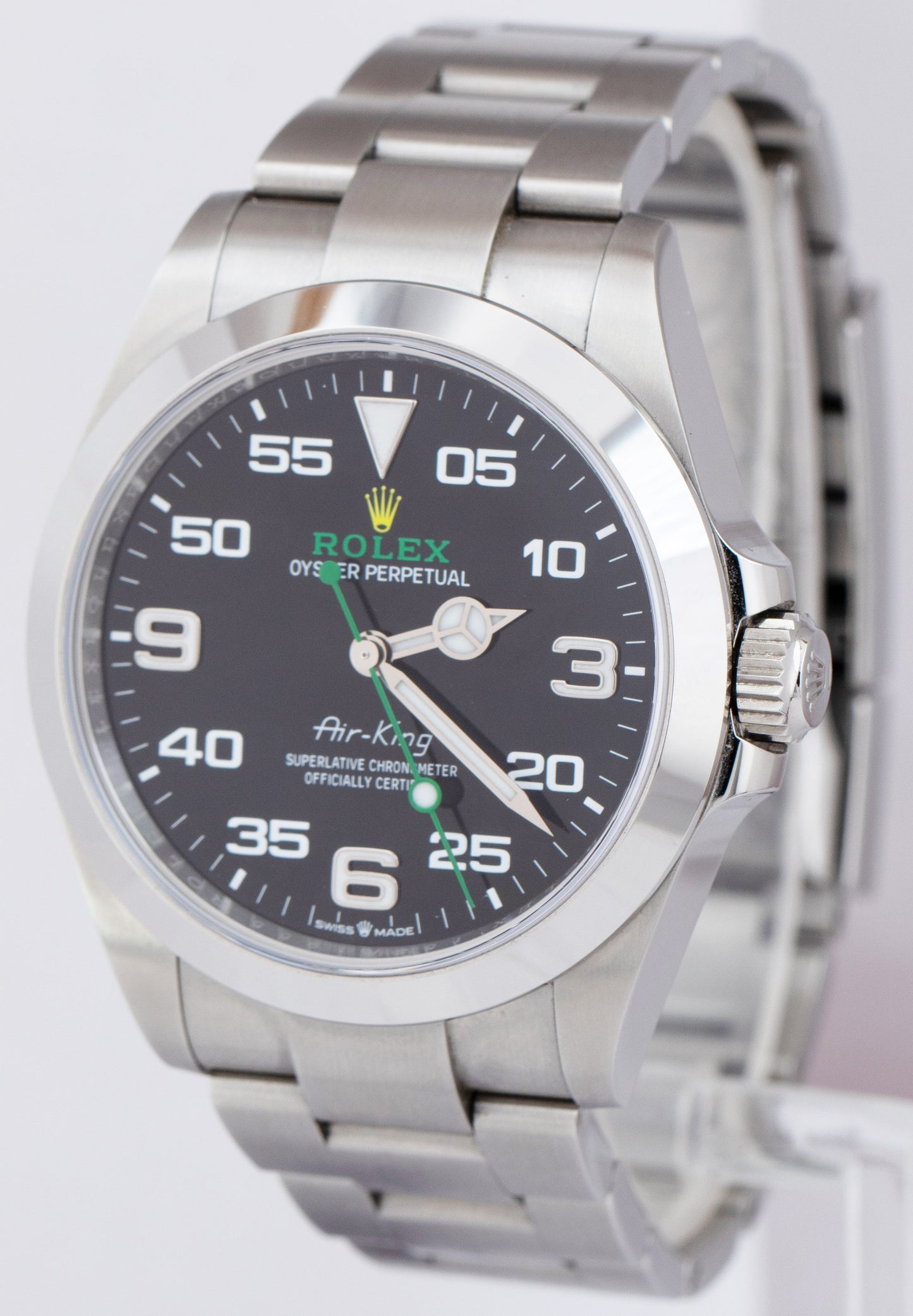 2022 NEW CARD Rolex Air-King 40mm Green Black Stainless Arabic Watch 126900 B+P