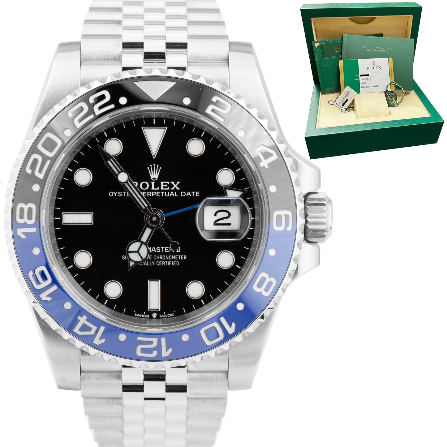 2019 Rolex GMT-Master II Batman Black Blue Jubilee 126710 BLNR 40mm Watch