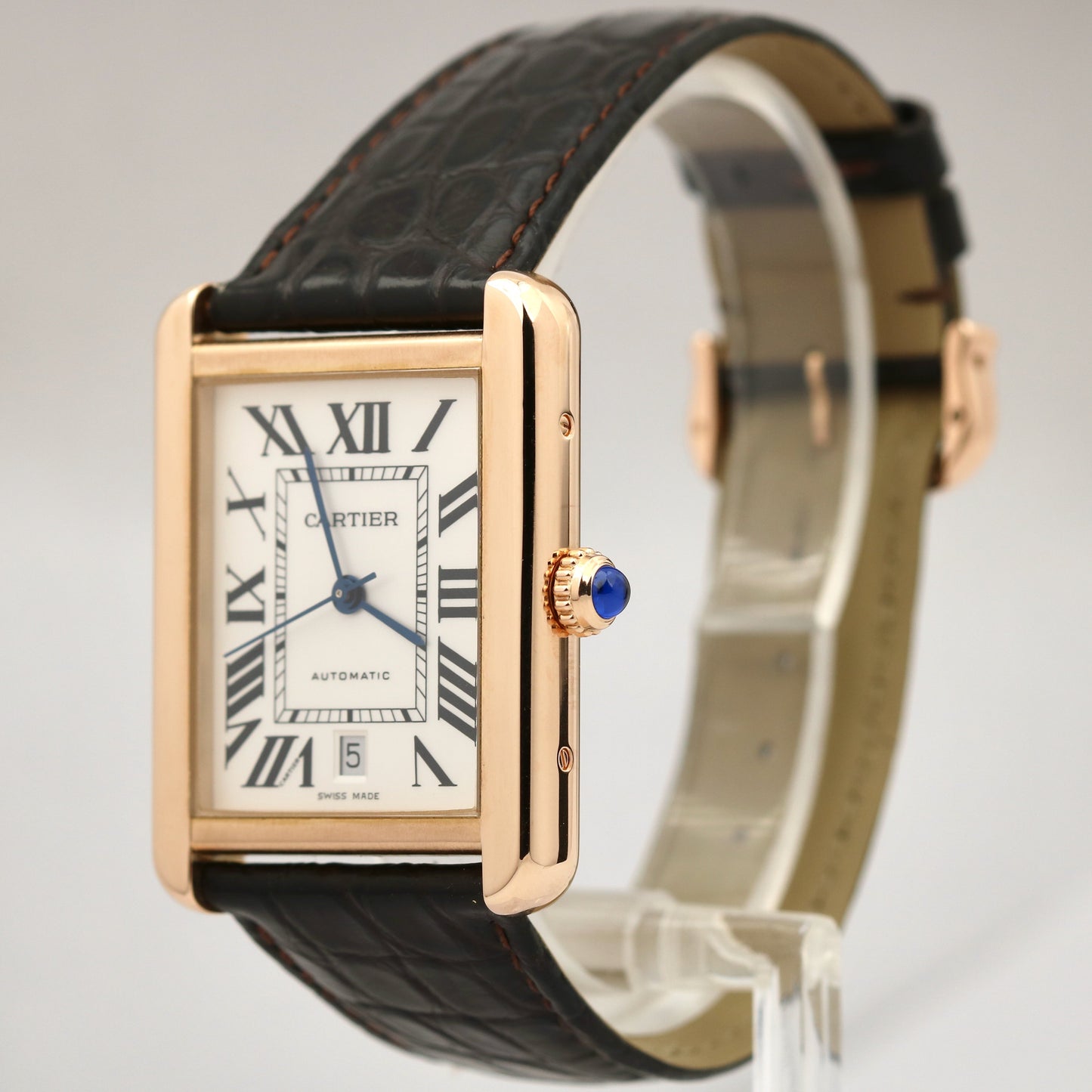 Cartier Tank Solo 18K ROSE GOLD Roman 31mm x 40.8mm Leather 3514 W5200026 Watch