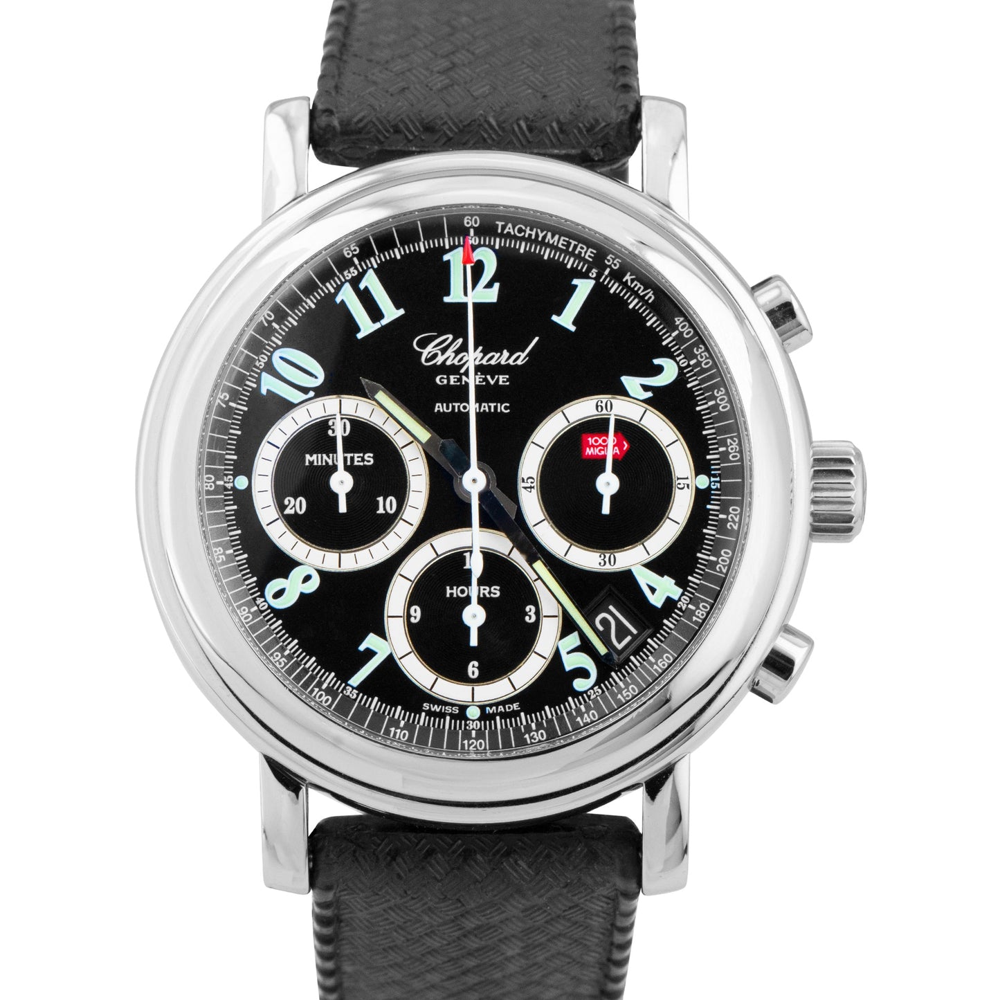 Chopard Mille Miglia Black Stainless Steel Chronograph 39mm Watch 8331 BOX