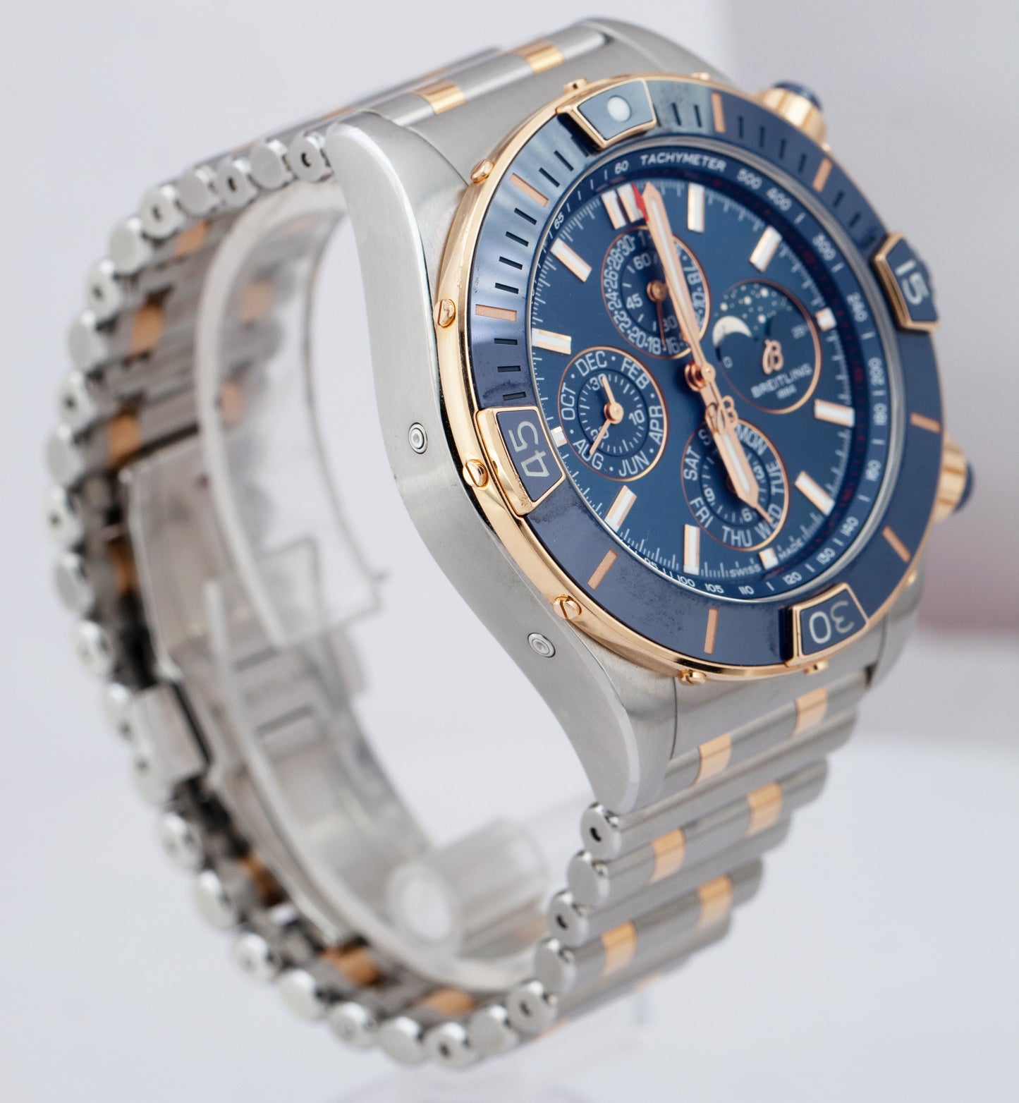 Breitling Super Chronomat Four Year Calendar 44mm Two-Tone U19320 Blue Watch