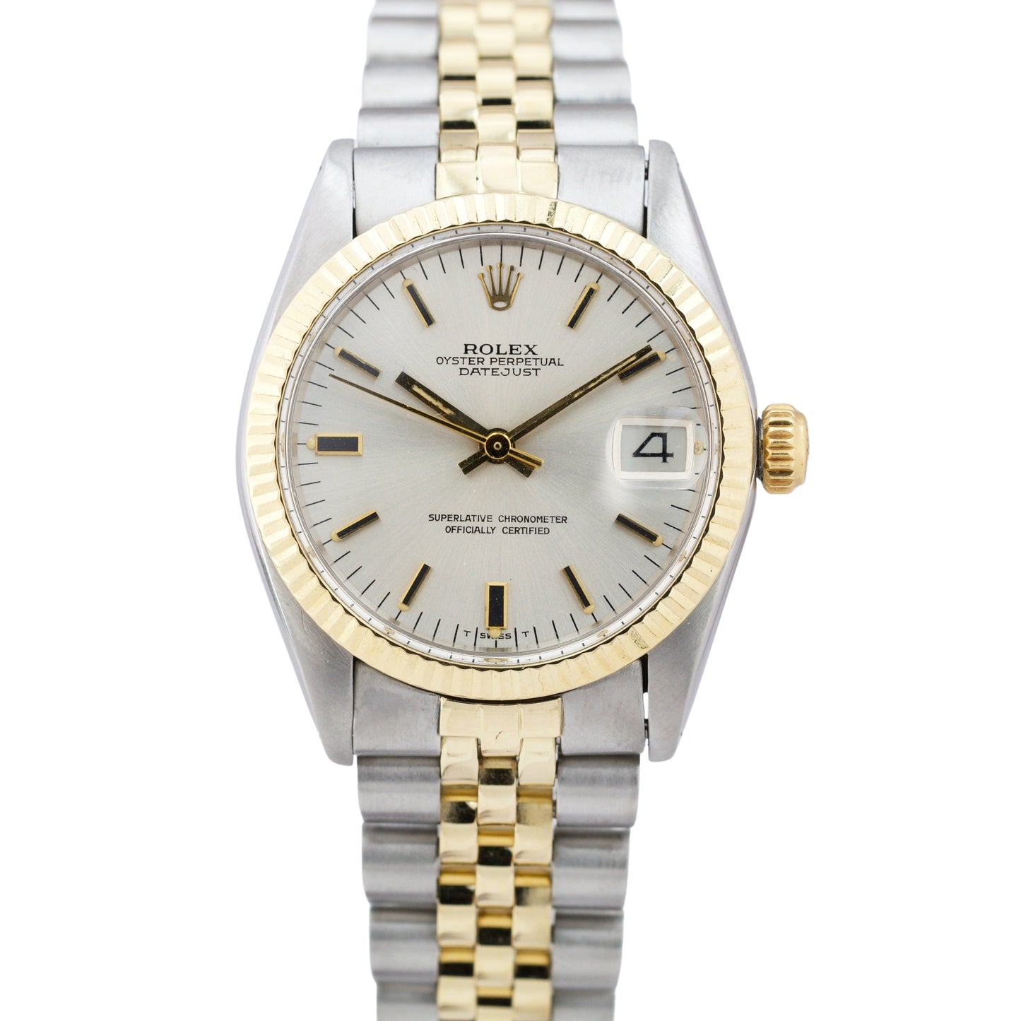 Ladies PAPERS Rolex DateJust 31mm Midsize Two-Tone Steel Gold Silver Watch 6827