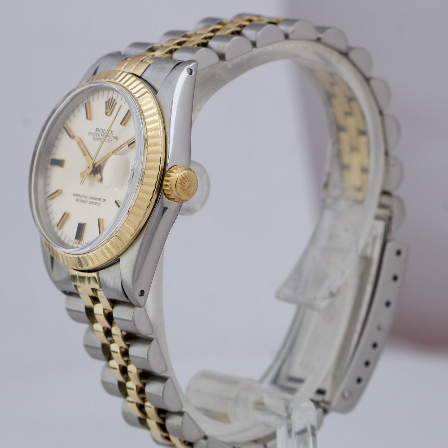 Ladies PAPERS Rolex DateJust 31mm Midsize Two-Tone Steel Gold Silver Watch 6827