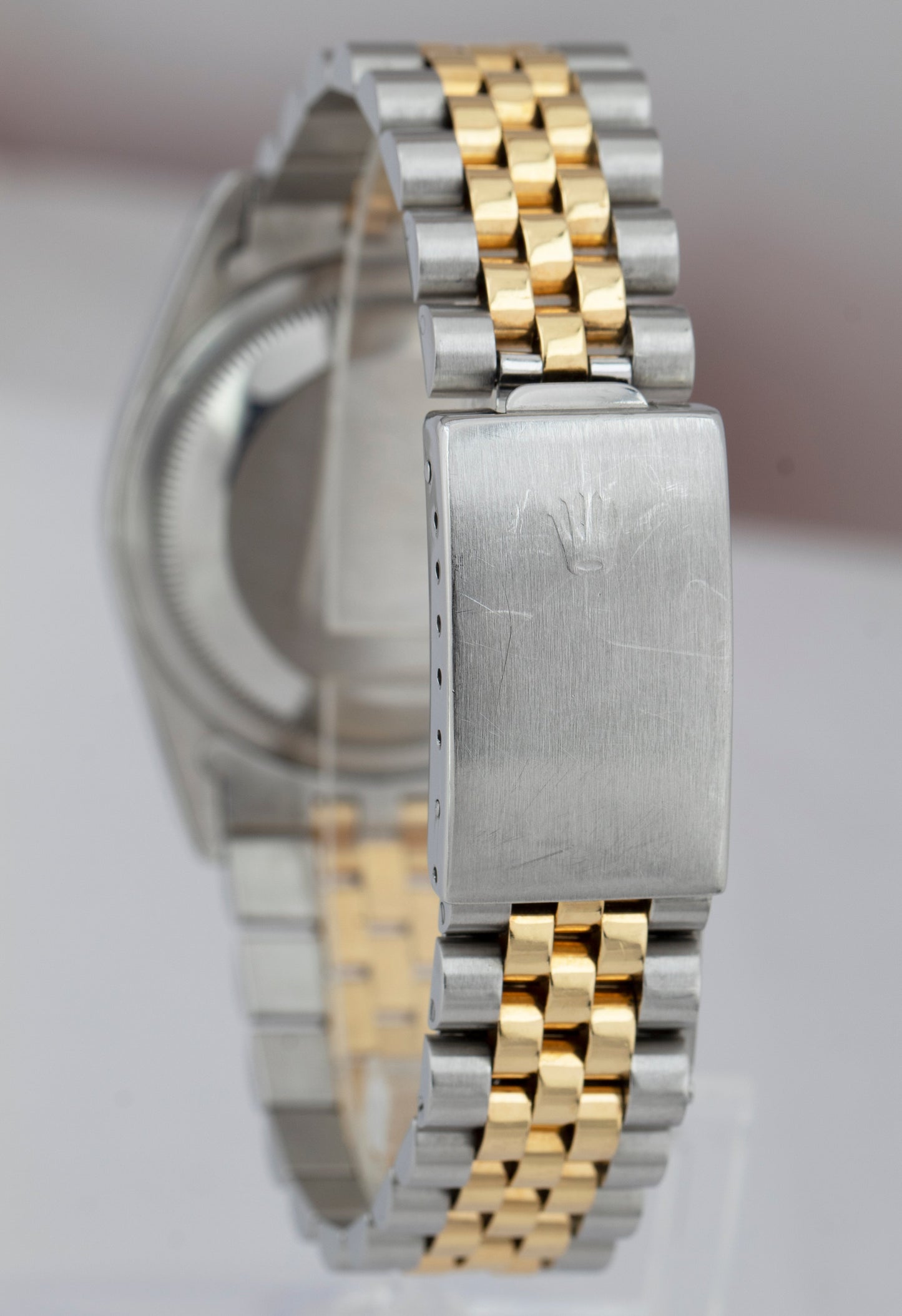 RARE Rolex DateJust 36mm BLUE ARABIC JUBILEE 18K Yellow Gold Steel Watch 16233