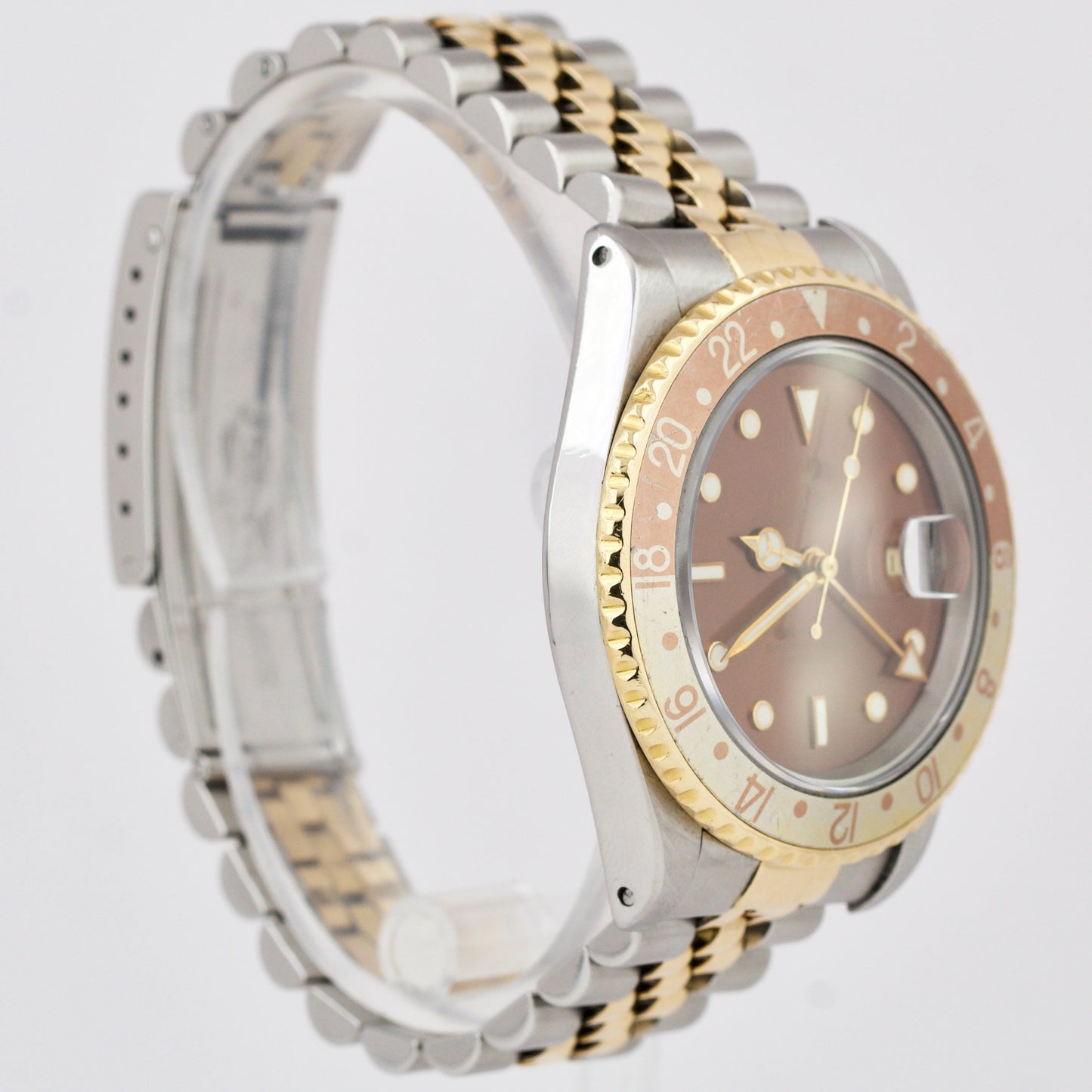 Rolex GMT-Master II Two-Tone Stainless Gold ROOT BEER Jubilee 40mm Watch 16713