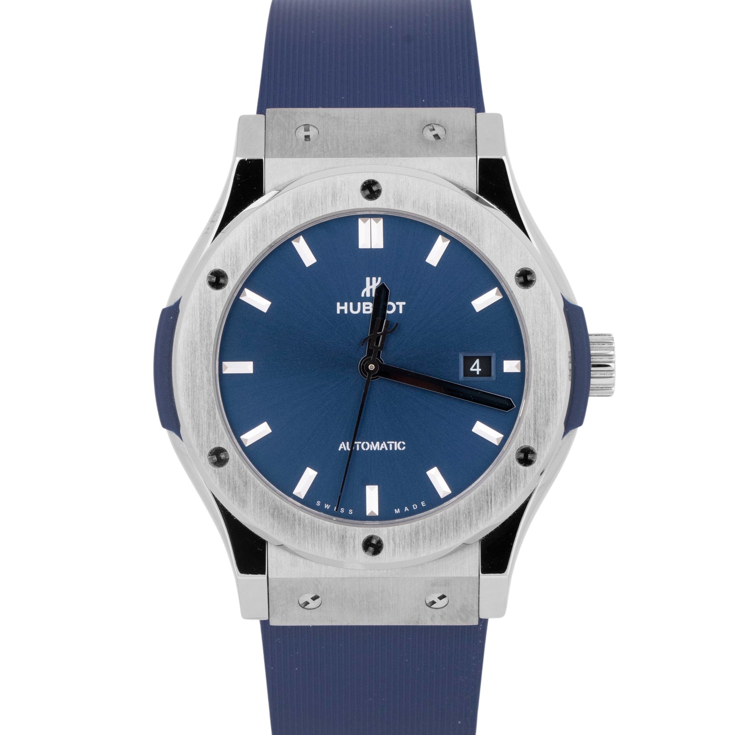 Hublot Classic Fusion Titanium Blue 42mm Automatic Date Watch 542.NX.7170.RX