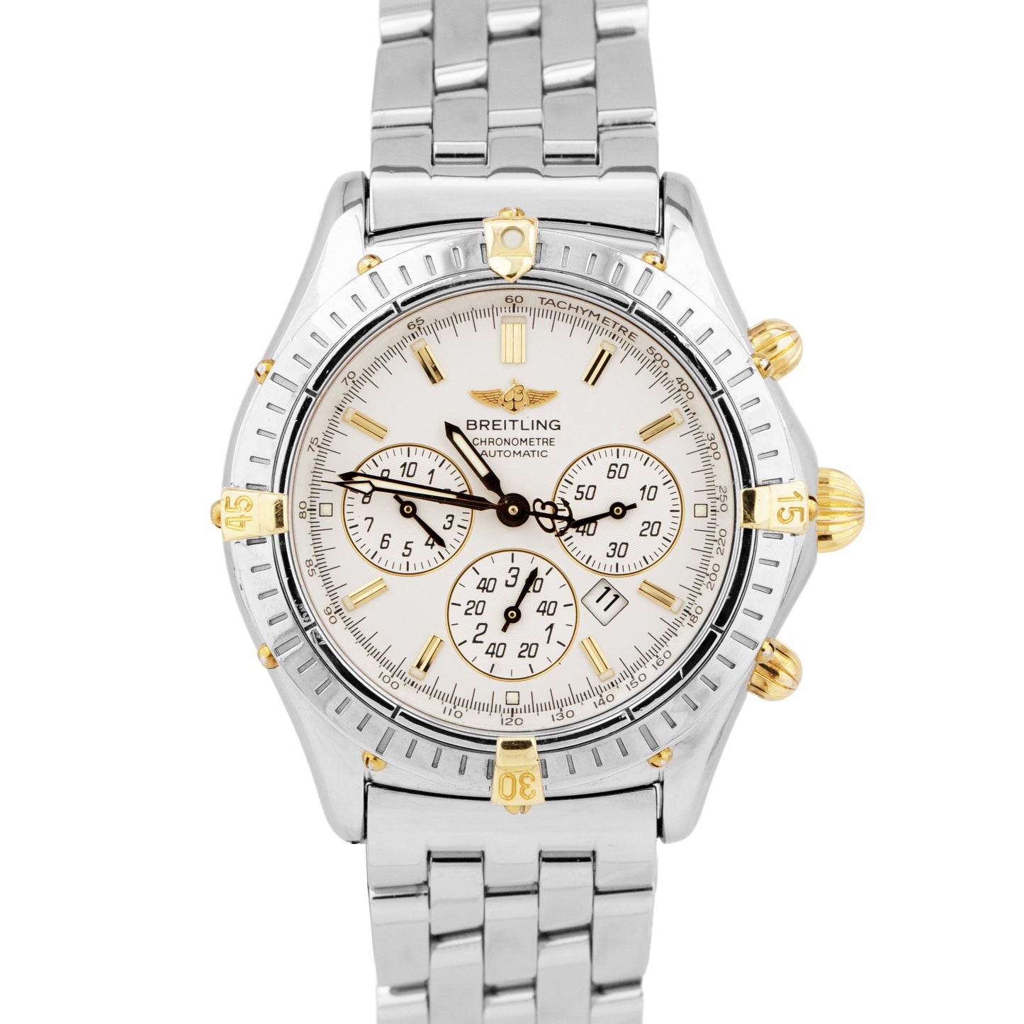 Breitling Shadow Flyback Chronograph 38mm Two-Tone White Stainless Watch B35312