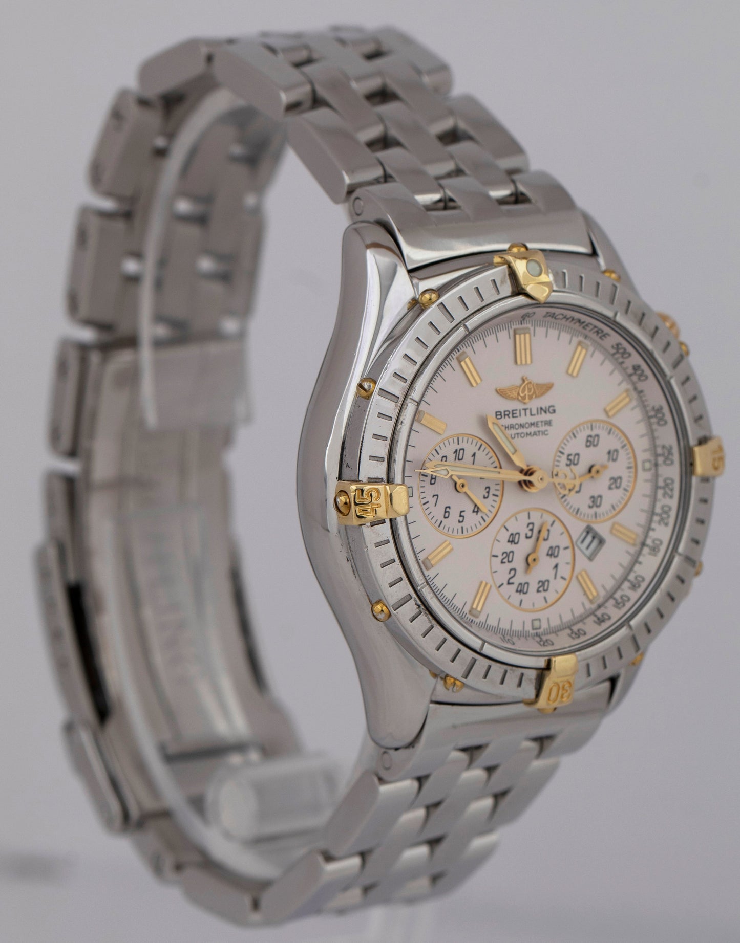 Breitling Shadow Flyback Chronograph 38mm Two-Tone White Stainless Watch B35312