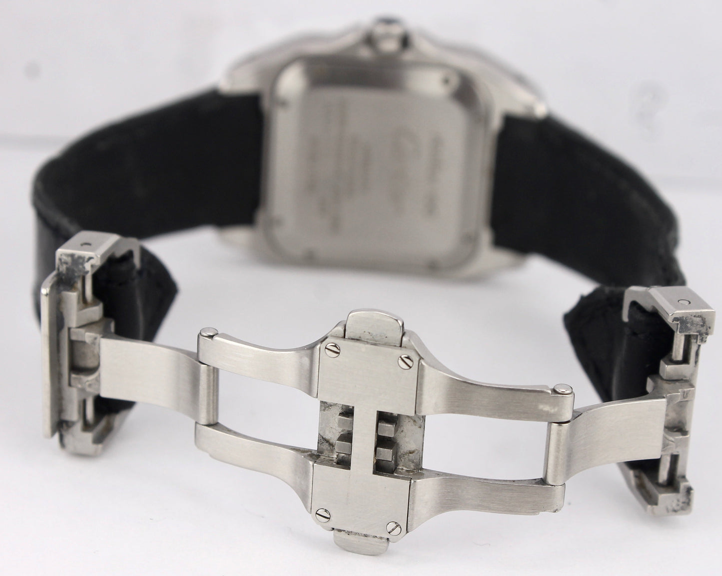 Cartier Santos 100 Midsize Automatic Stainless Leather Watch 2878 W20106X8 BOX