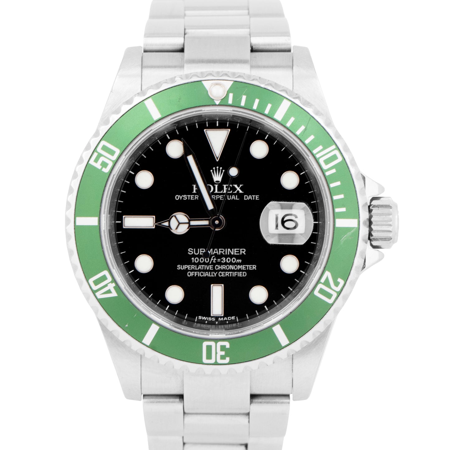 2009 PAPERS Rolex Submariner Date KERMIT REHAUT Steel Green Watch 16610 LV B+P