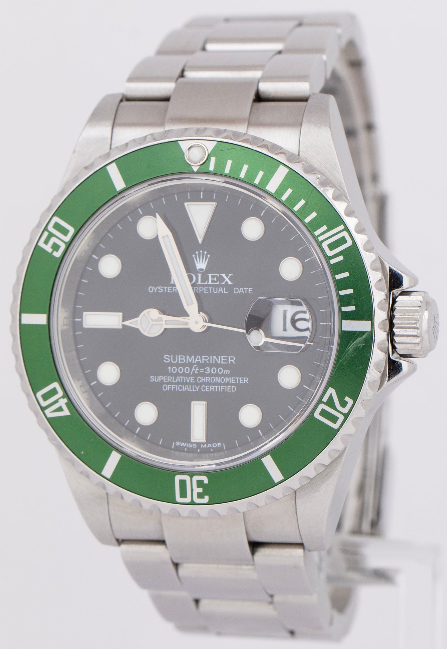 2009 PAPERS Rolex Submariner Date KERMIT REHAUT Steel Green Watch 16610 LV B+P