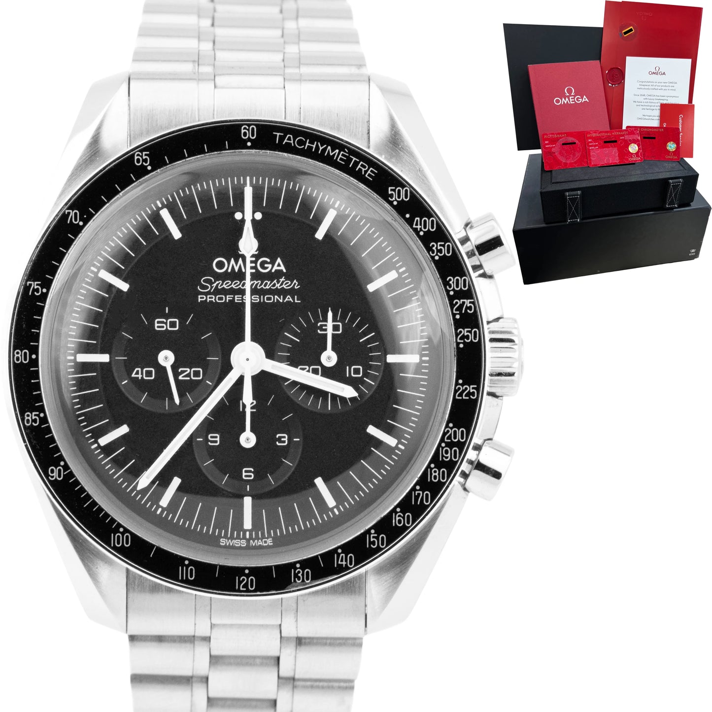 Omega Speedmaster Hesalite Stainless Steel 42mm Watch 310.30.42.50.01.001 CARD