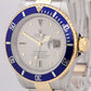 Rolex Submariner SERTI SLATE DIAMOND Blue Two-Tone 18K Gold Steel Watch 16613