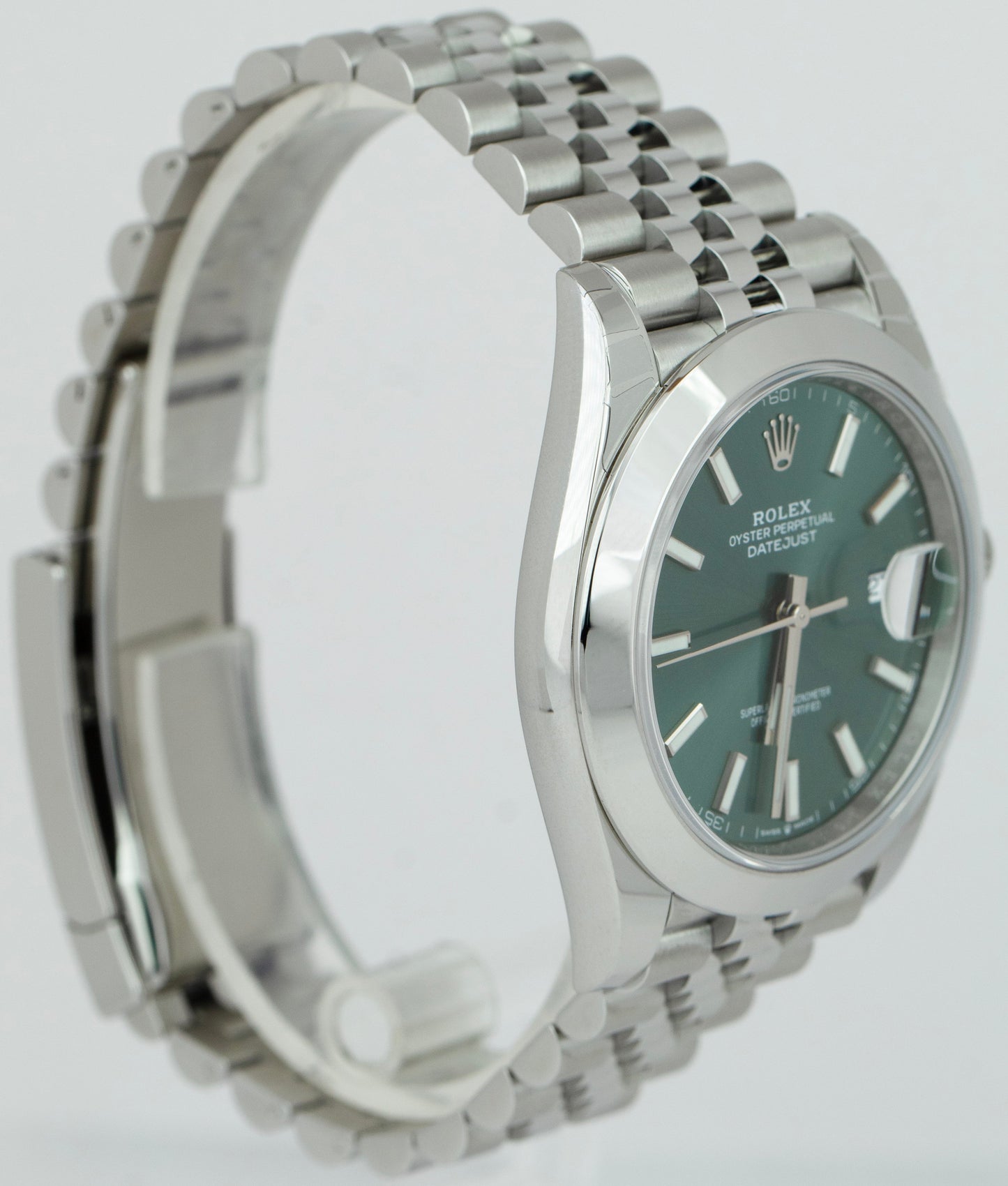 BRAND NEW 2023 Rolex DateJust 41 MINT GREEN Stainless Jubilee Watch 126300 B+P