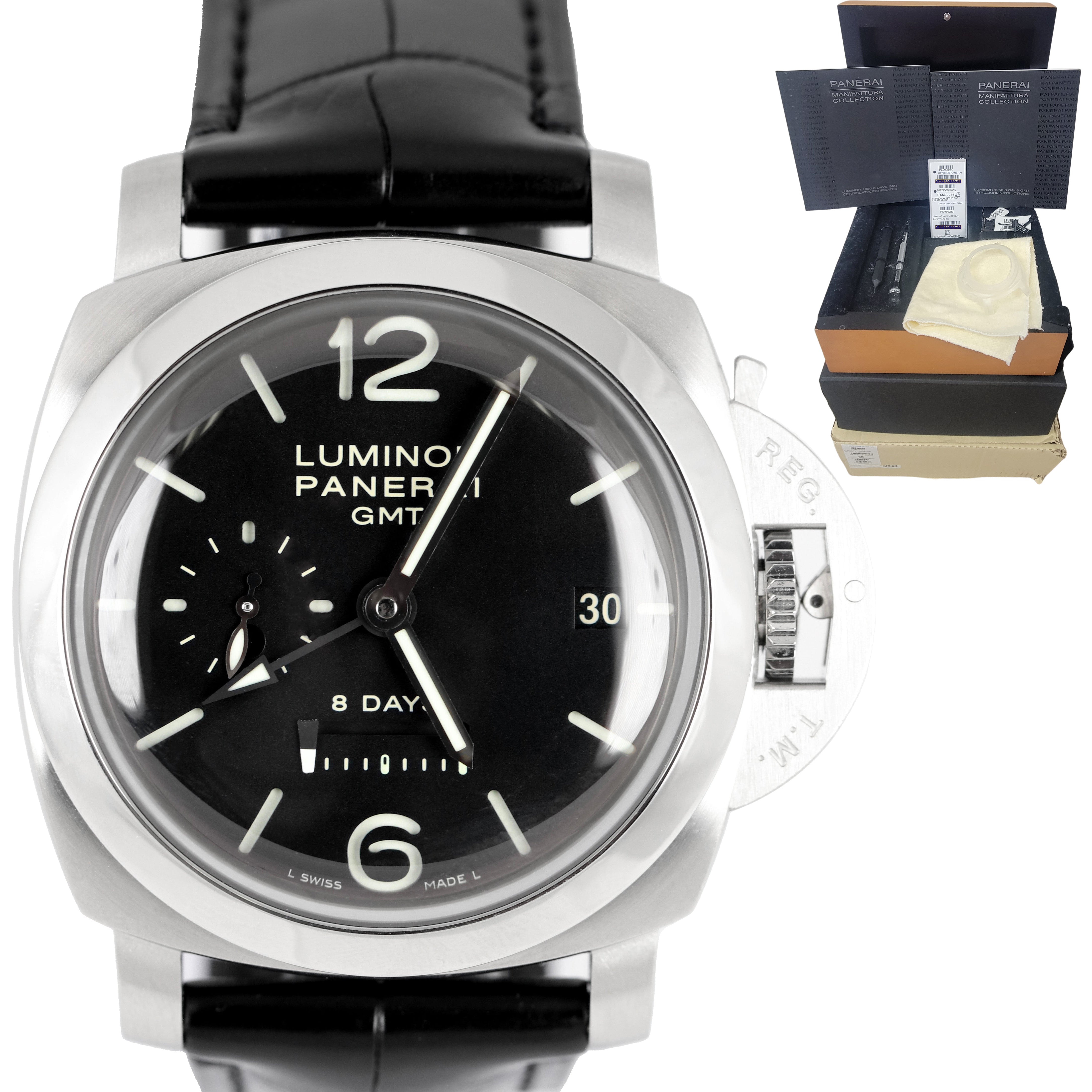 Panerai Luminor Marina PAM 233 1950 GMT DOT DIAL 8 Days Steel