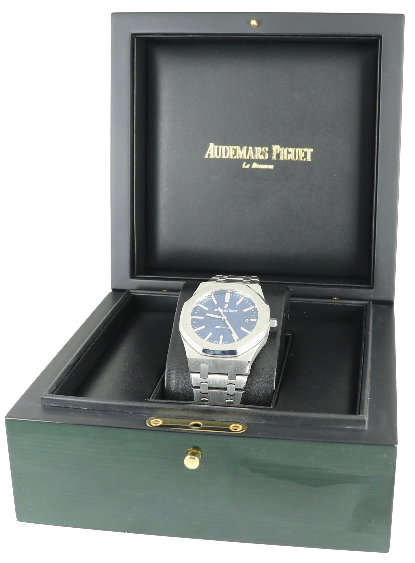 MINT Audemars Piguet AP Royal Oak 41mm Stainless Steel Blue 15400 B+P Watch