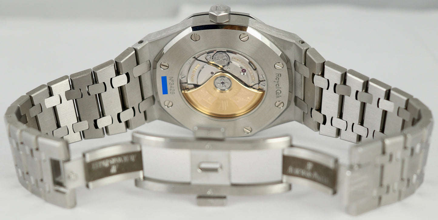 MINT Audemars Piguet AP Royal Oak 41mm Stainless Steel Blue 15400 B+P Watch