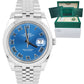 2022 Rolex DateJust Azzurro Blue Roman JUBILEE Stainless 126300 41mm Watch B+P