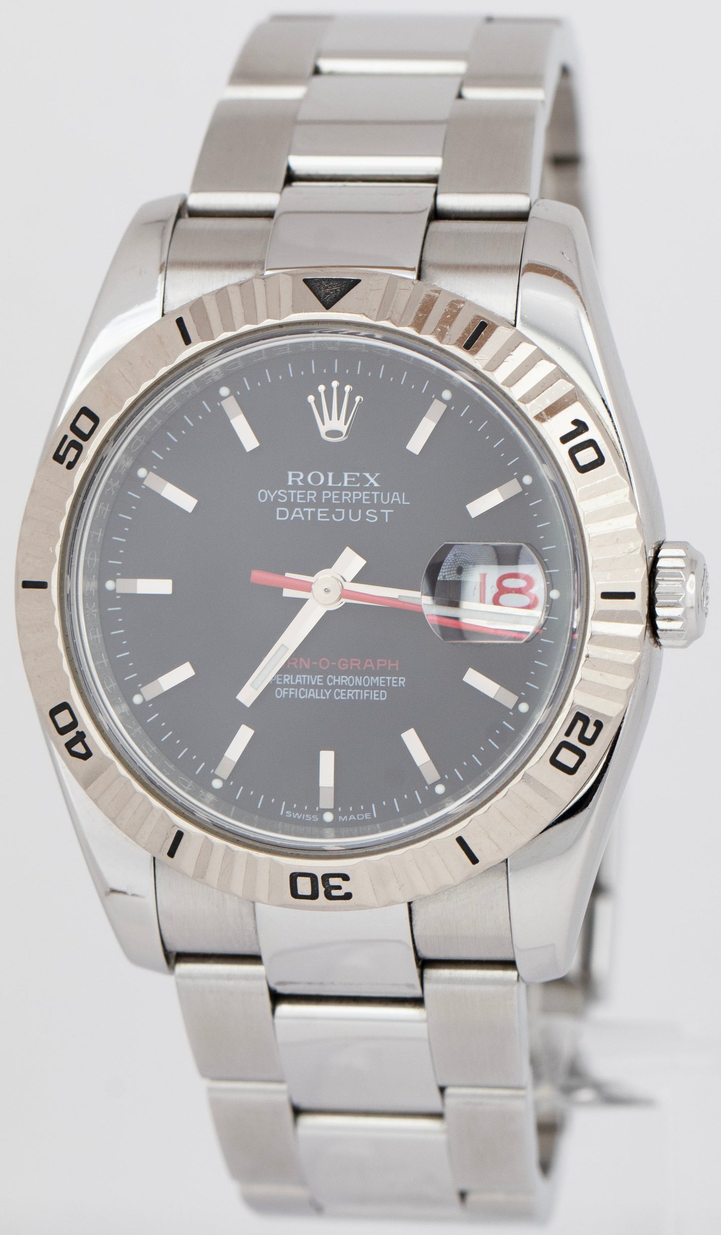 2005 Rolex DateJust 116264 Turn-O-Graph Thunderbird Black Stainless 36mm Watch