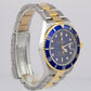2003 Rolex Submariner Two-Tone Stainless Blue NO HOLES Dive 40mm Watch 16613 BP