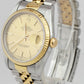Rolex DateJust 36mm 18K Gold Steel No-Holes Case Champagne Watch 16233 PAPERS