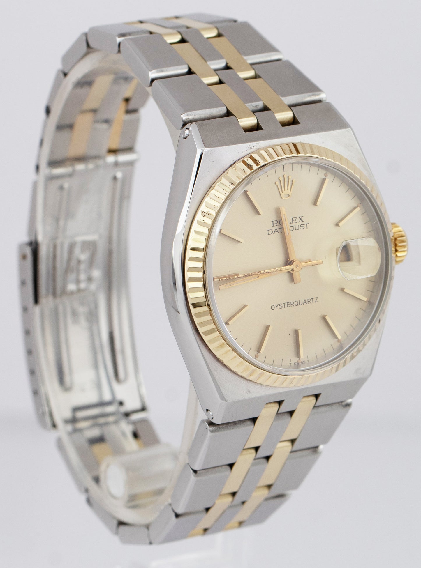 Rolex Oysterquartz DateJust Two-Tone 18K Yellow Gold Stainless Steel Watch 17013