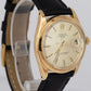 Rolex Oyster Perpetual Date 34mm Champagne 18K Gold Leather Strap Watch 1500