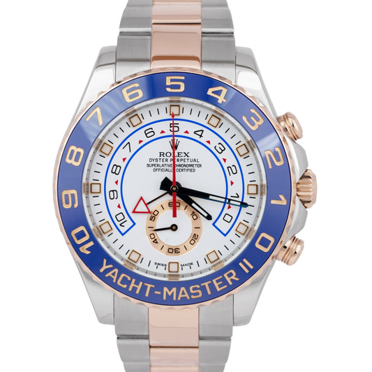 Rolex Yacht-Master II White Two-Tone Steel 18K Everose Gold 44mm Watch 116681