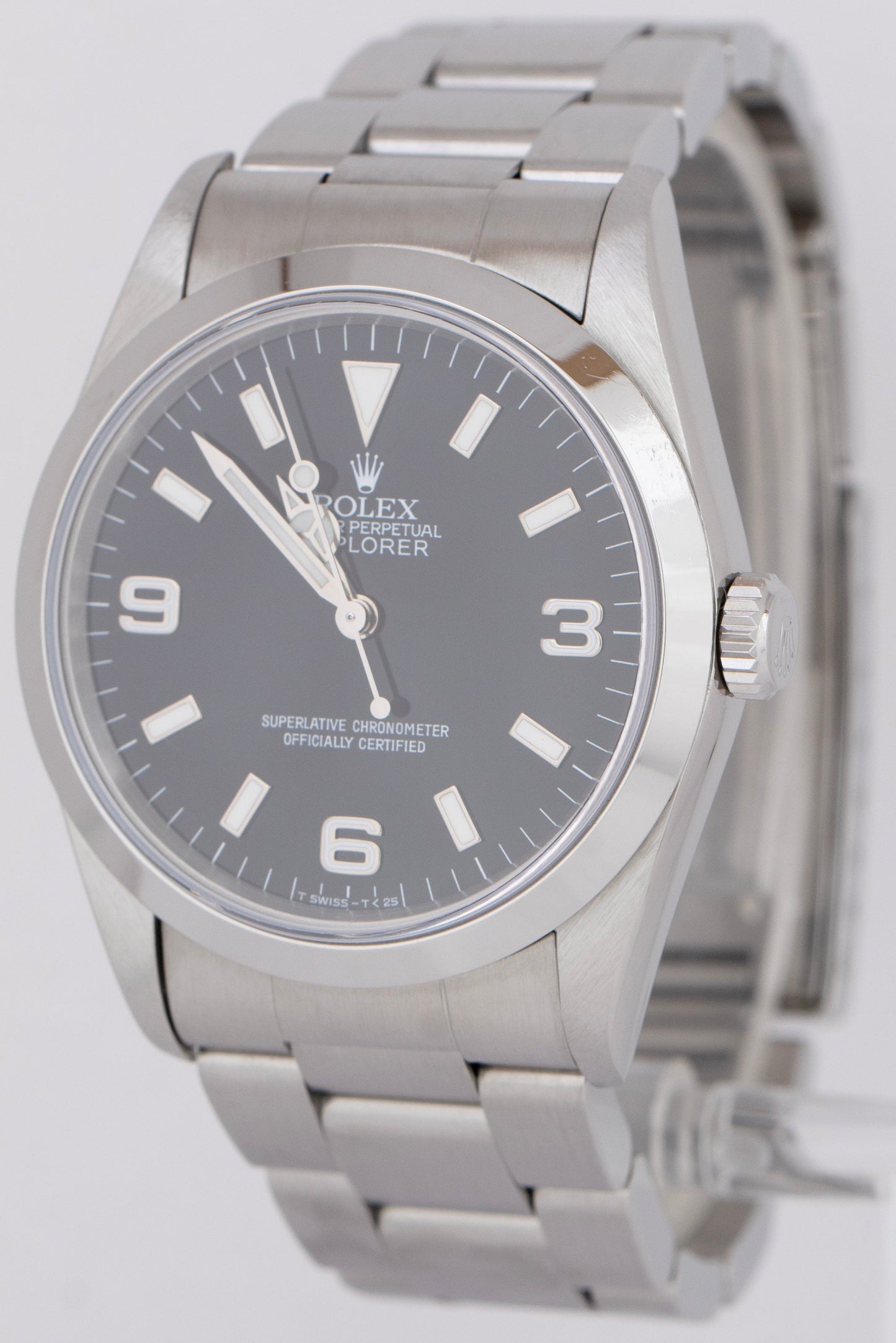 1996 PAPERS Rolex Explorer I Black 36mm Oyster Stainless Steel Watch 14270 B+P