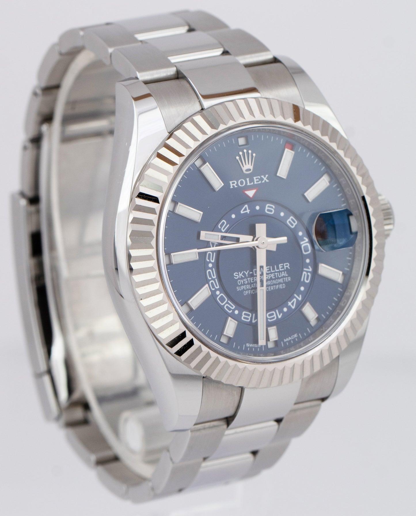 Rolex Sky-Dweller BLUE Stainless Steel White Gold 326934 42mm Oyster Watch BOX