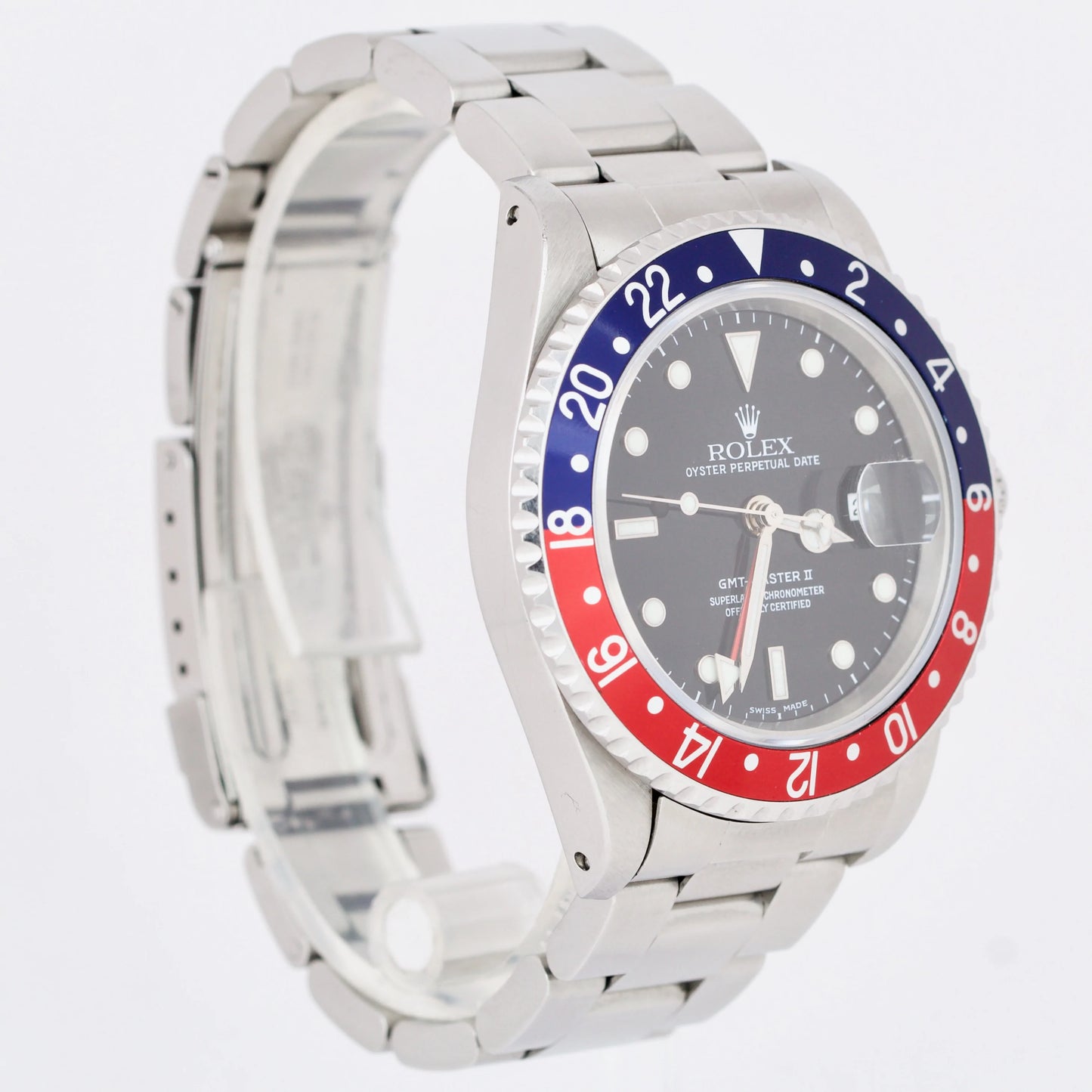 UNPOL. 2000 Rolex GMT-Master II 40mm 16710 Blue Red PEPSI Steel Watch PAPERS BOX