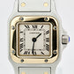Women's Cartier Santos Galbee 24mm White Quartz Two-Tone Gold Steel Watch 1567