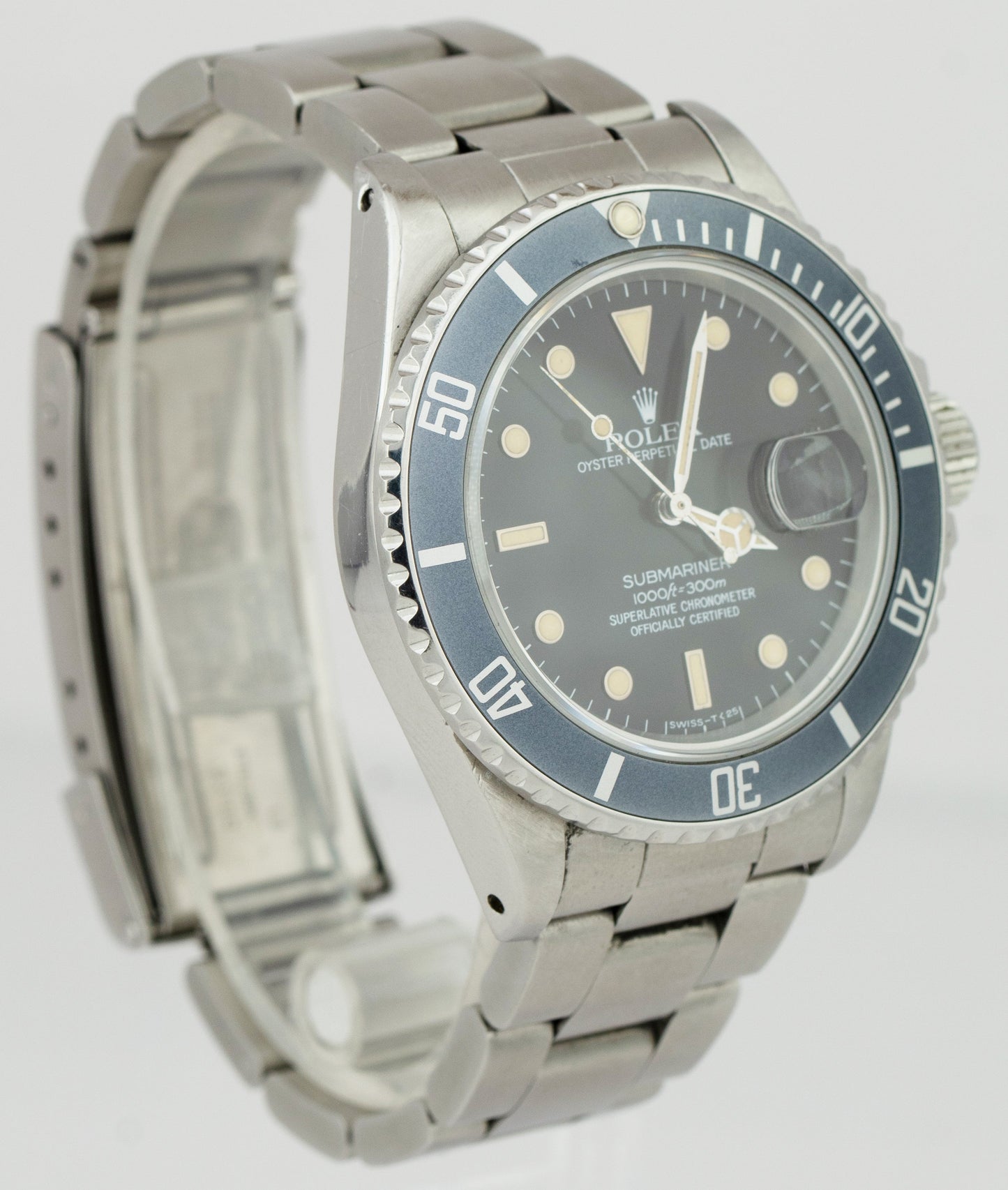 Rolex Submariner Date Stainless Steel 40mm Patina Oyster Watch 16800 BOX PAPERS