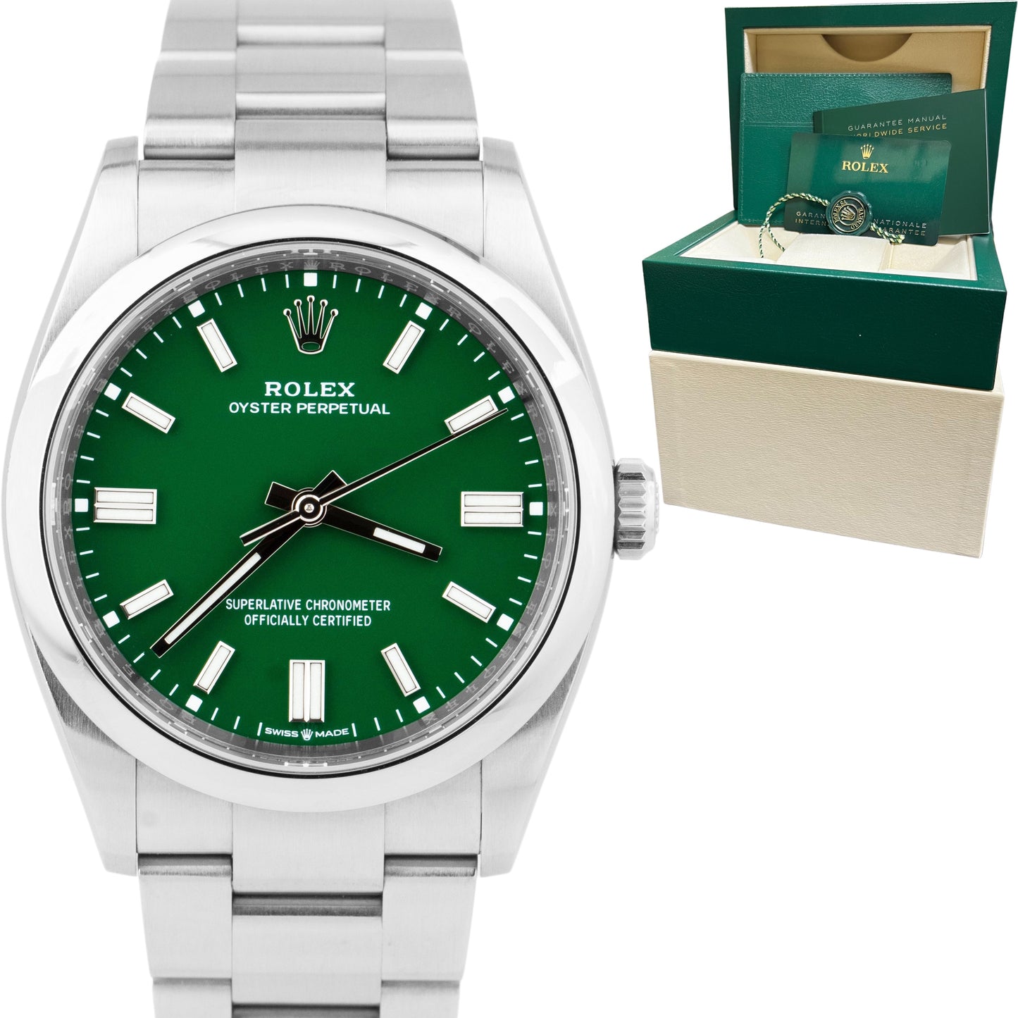 2021 Rolex Oyster Perpetual 36mm Stainless Steel GREEN Watch 126000 BOX CARD