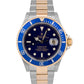 Rolex Submariner Two-Tone 18K Yellow Gold Buckle Steel Blue 40mm Watch 16613 LB
