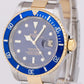 Rolex Submariner Two-Tone 18K Yellow Gold Buckle Steel Blue 40mm Watch 16613 LB