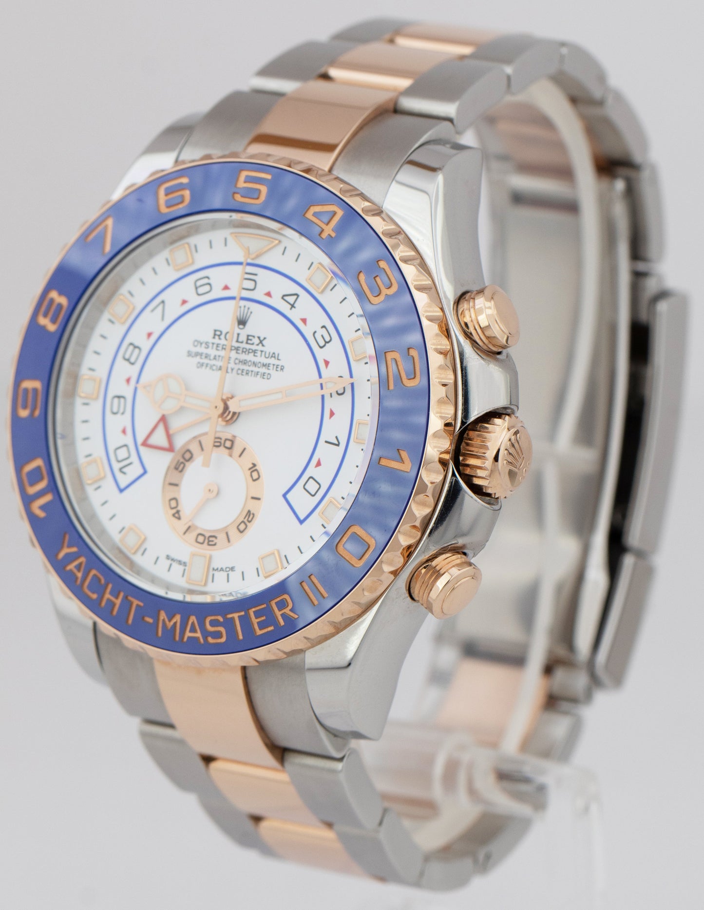 2019 Rolex Yacht-Master II White Two-Tone Rose Gold Steel 116681 44mm Watch CARD