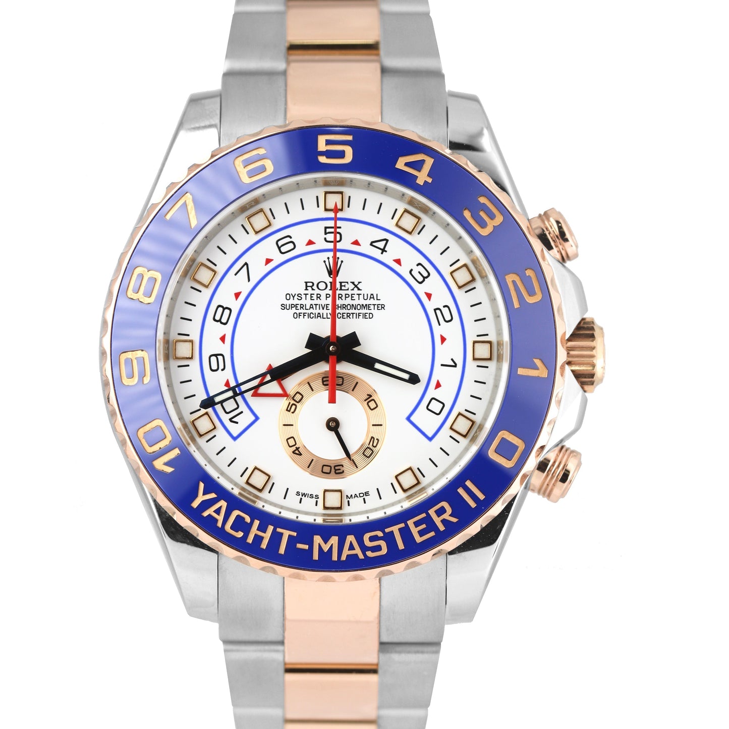 MINT Rolex Yacht-Master II 44mm Two-Tone Rose Gold Ceramic Steel Watch 116681