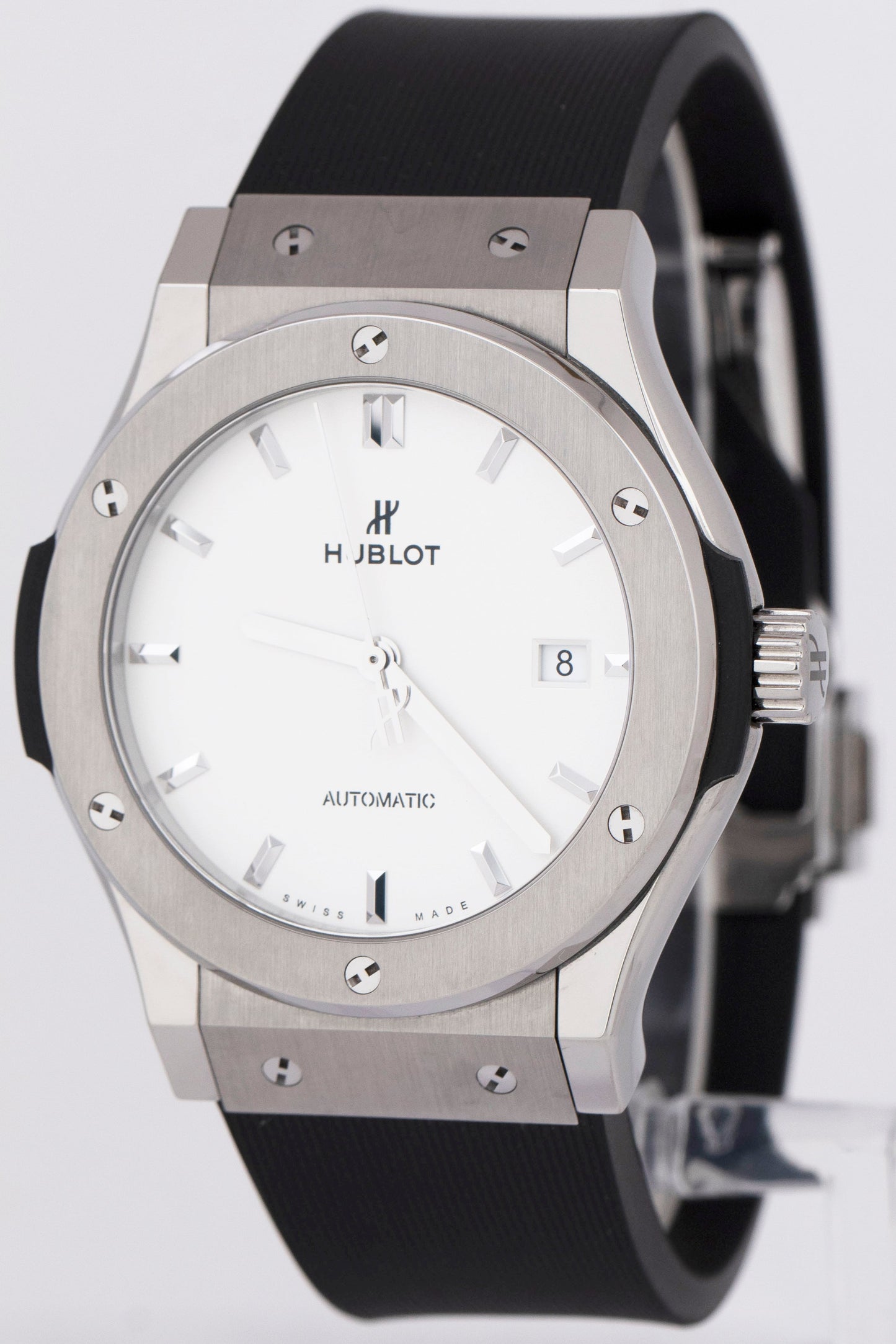 Hublot Classic Fusion Oplain Titanium Silver 42mm Date Watch 542.NX.2611.RX BOX